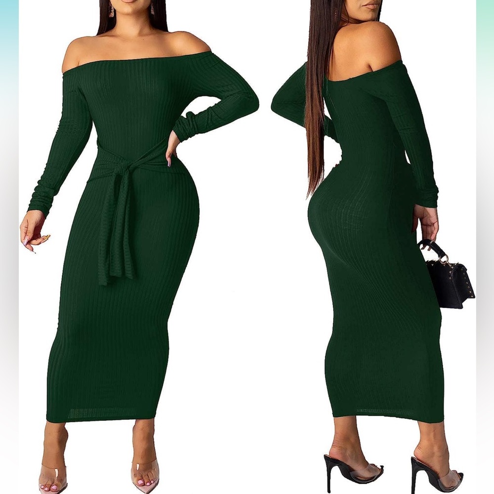 Women’s off the shoulder sweater maxi.